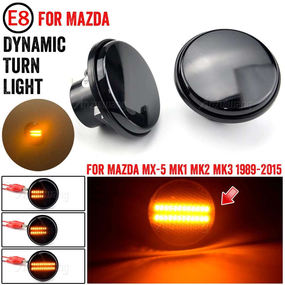 For Mazda MX5 MX-5 MK1 MK2 MK3 Turn Signal Dynamic LED Side Marker Light Repeater Lamp Flowing Indicator 1989 1999 2000-2015