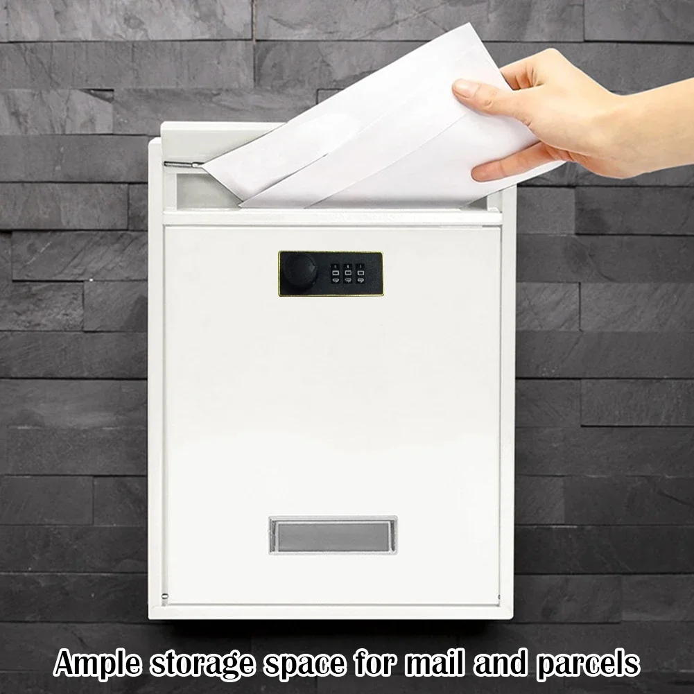صندوق بريد حديث مثبت على الحائط، لوحة حديد معدنية مقاومة للمطر، صندوق بريد معلق بقفل بكلمة مرور بعد ساعات، مفتاح وإسقاط الرسالة