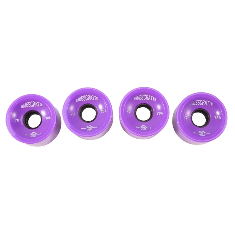 Lot de 4 roues de skateboard et longboard laquées, dimensions 70mm, en polyuréthane résistant, pour les sports de route