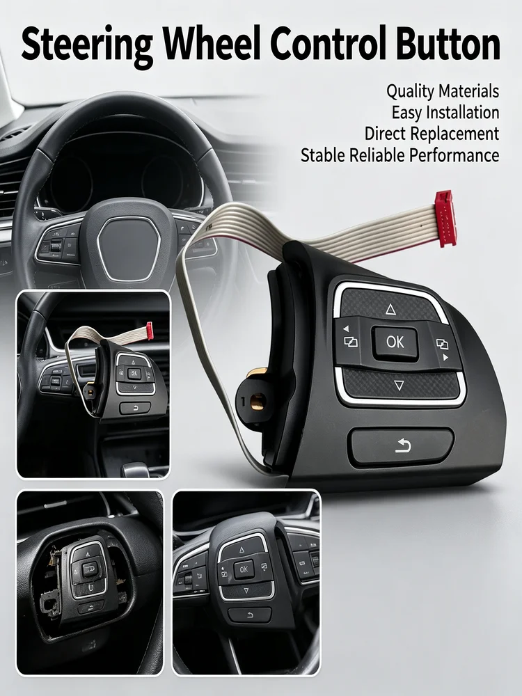 Botão de Controle do Volante do Carro em Plástico Preto, Acessório para Coluna de Direção Esquerda e Direita, Acessórios de Interior Automotivo 5C0959