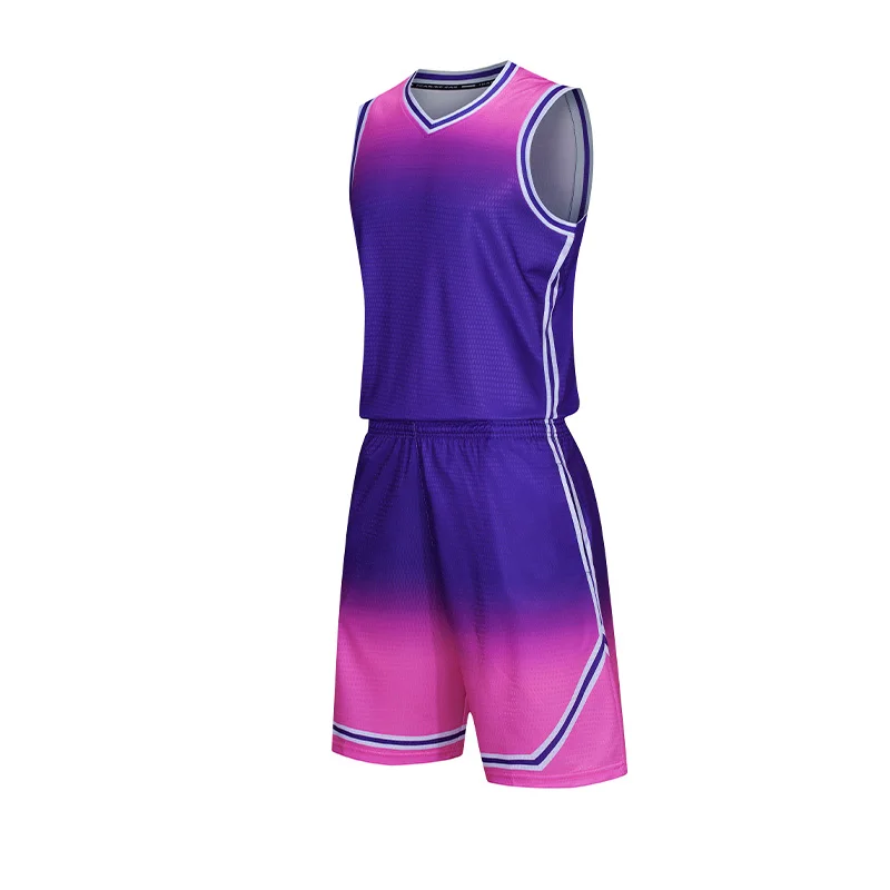 Gradient Basketball Clothes Suit Summer Men And Women Short Shirt For Kifs Boys Oversized Jerseys Children Train  Custom Number