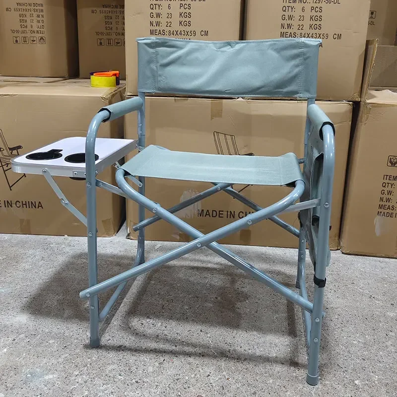 Chair Casual Outdoor Portable Folding With Table Board With Side Bag Oxford Fabric Metal Camping Beach Director