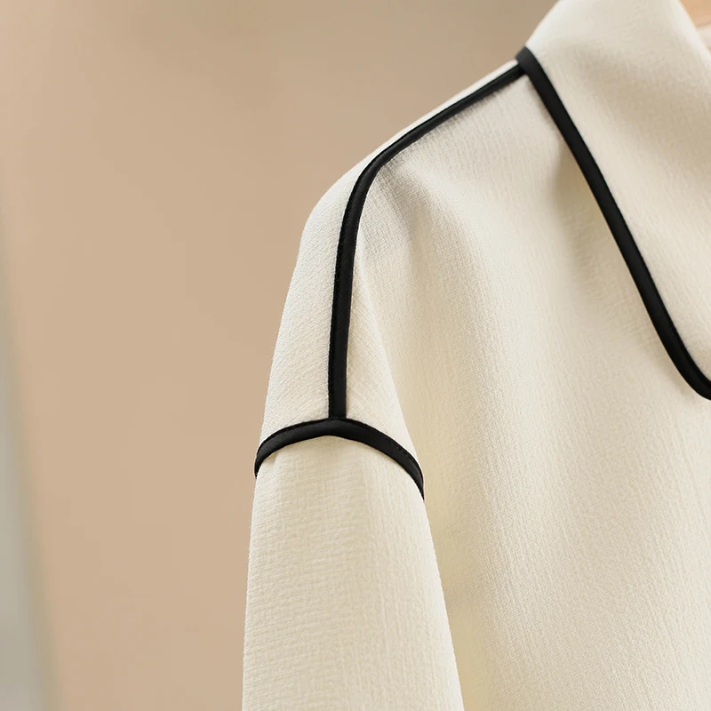 Xking Casual Colletto drappeggiato irt Jaet con fibra Stiy Autunno Nuove donne Vestibilità ampia Lunga Sve Colore puro Bottoni