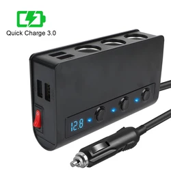 Splitter Quick Charge Cigarette Lighter 4 Port USB Charging Socket 12V 24V For Phone IPad 3.0 Car Charger Adapter 180W