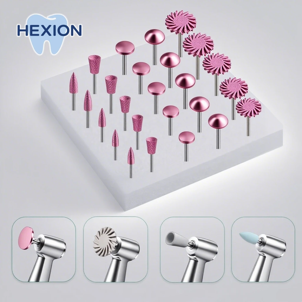 

HEXION 25 шт./компл. 2,35 мм стоматологический композитный профессиональный набор для полировки смолы-силиконовый полировщик для низкоскоростного углового наконечника
