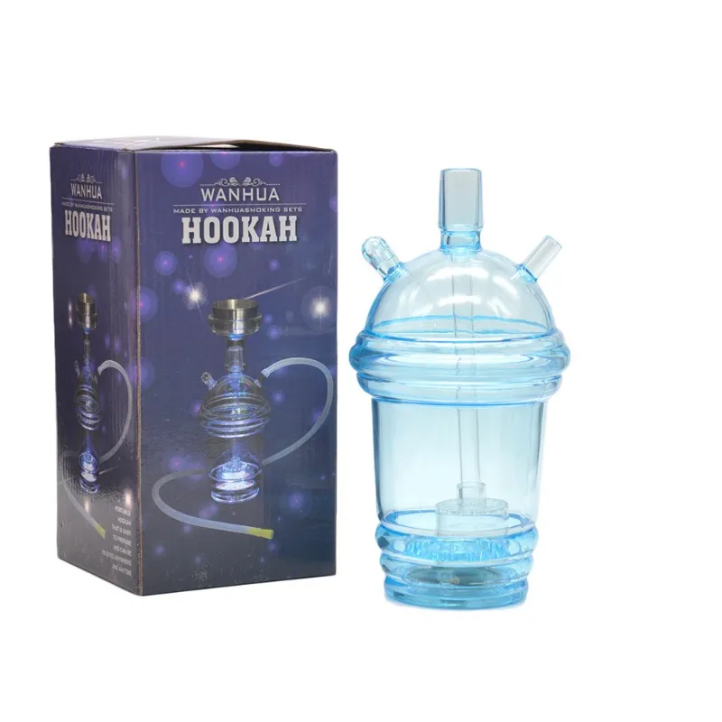 WEPUFF Design Cool Travel Cheap Shicha Plastic Sheesha Portable Small Retail Car Hookah Cup Shisha Set with LED Light Smoke Pipe