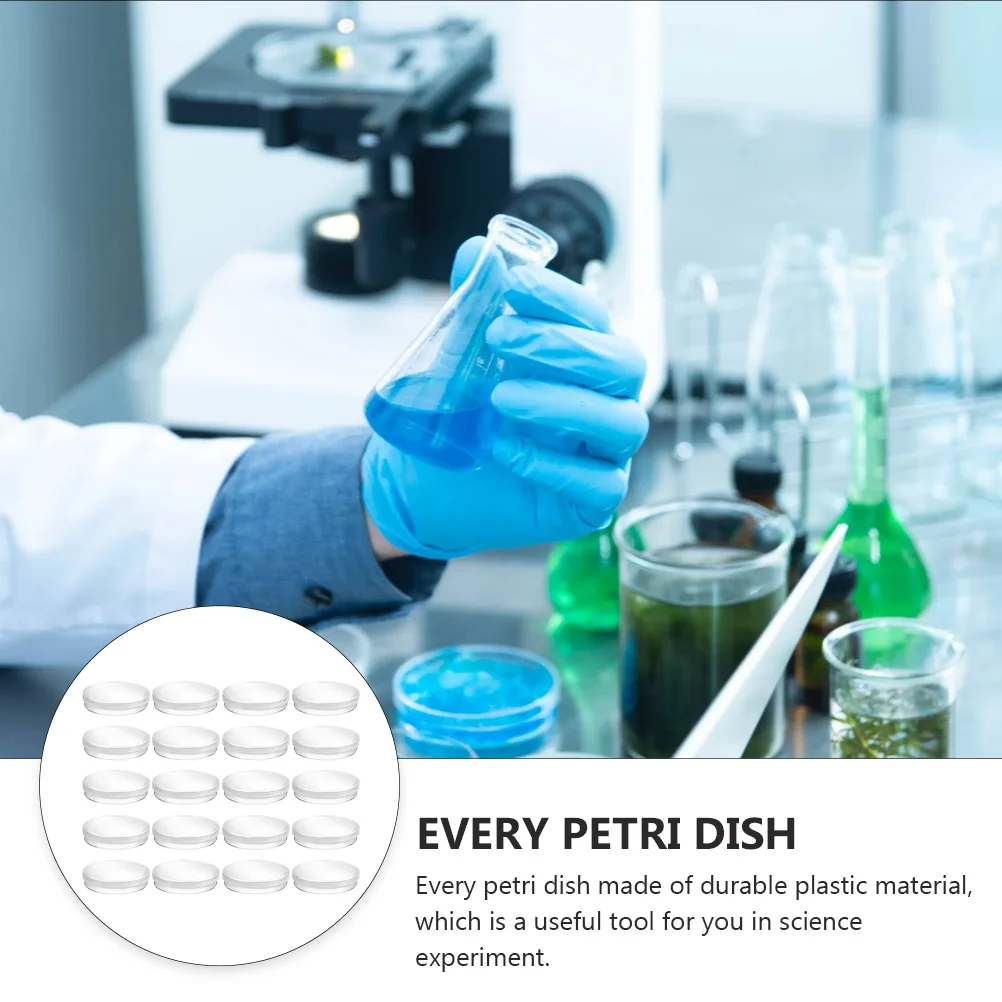 20-częściowe plastikowe przezroczyste naczynia Petri Dish Tissue Culture Plate Science Plastic