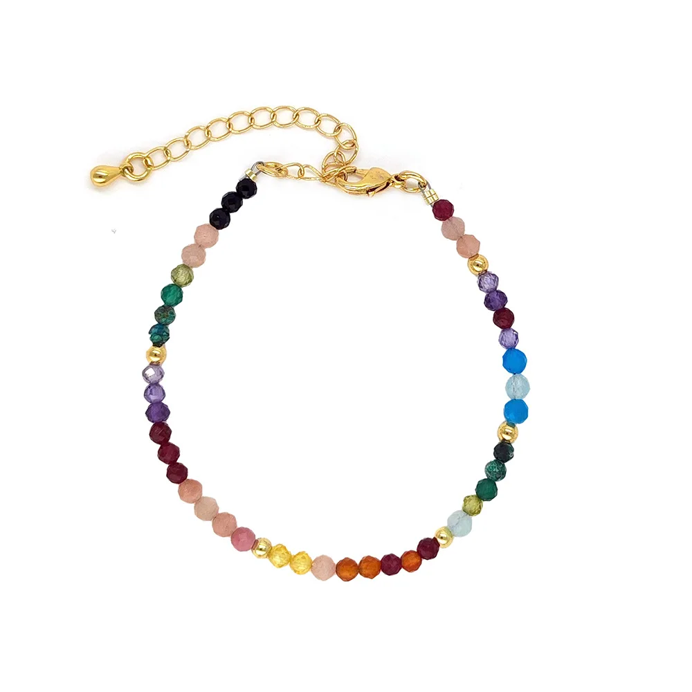 

Beaded bracelet Natural stone Originality Bohemia Crystal Gradient color Hand knitting Adjustable Tide Female Rice bead bracelet