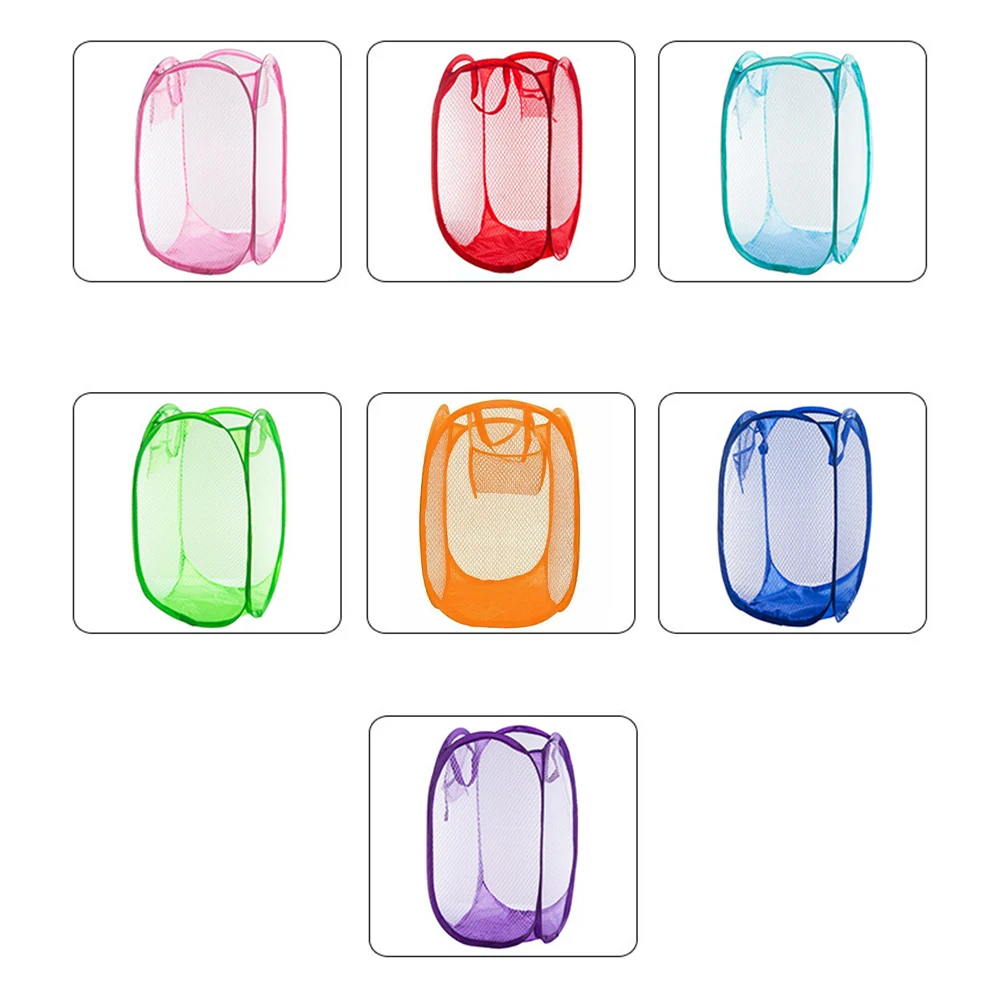 Mesh Bag Clothes Basket Washing Dirty Foldable Hamper Holder Large Laundry Organizer Polyester Sorting Storage