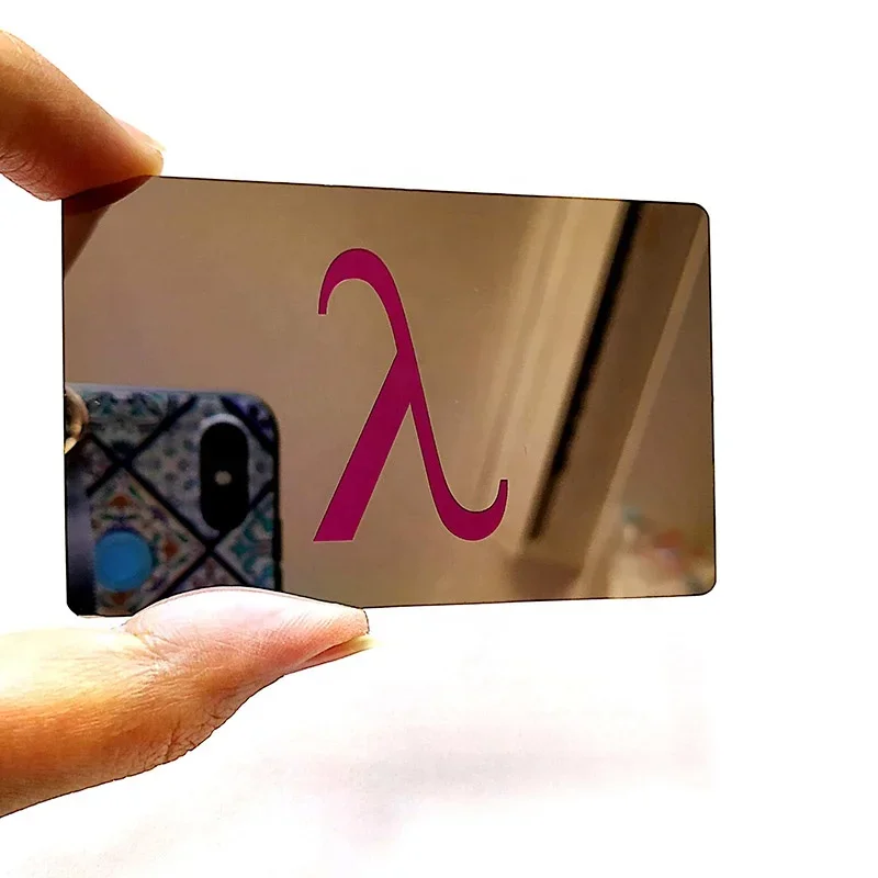 

Custom Silver Mirror Business Metal Name Credit Size Cards