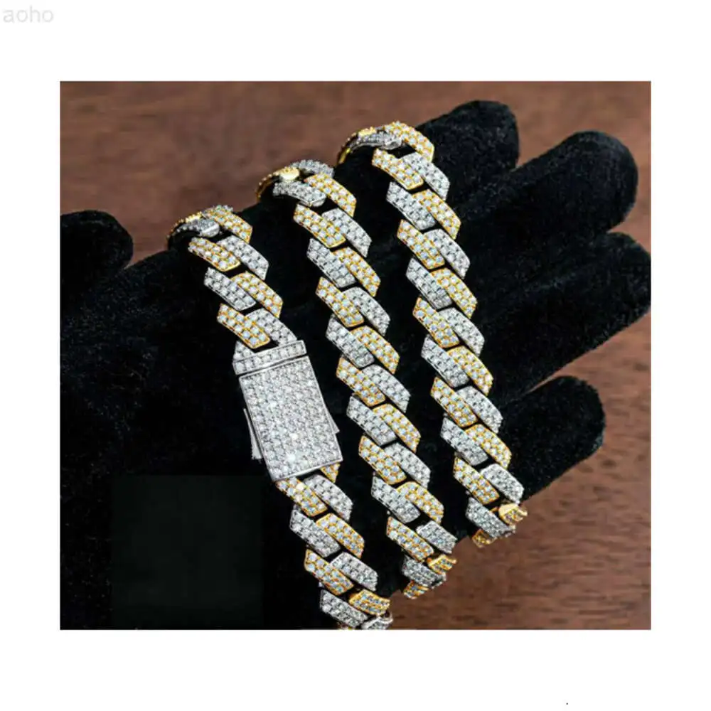 

Arrival 2 Tone 14mm Miami Cuban Link Chain Vvs Moissanite Diamond Stubbed 925 Sterling Silver Gold Plated at Low Price