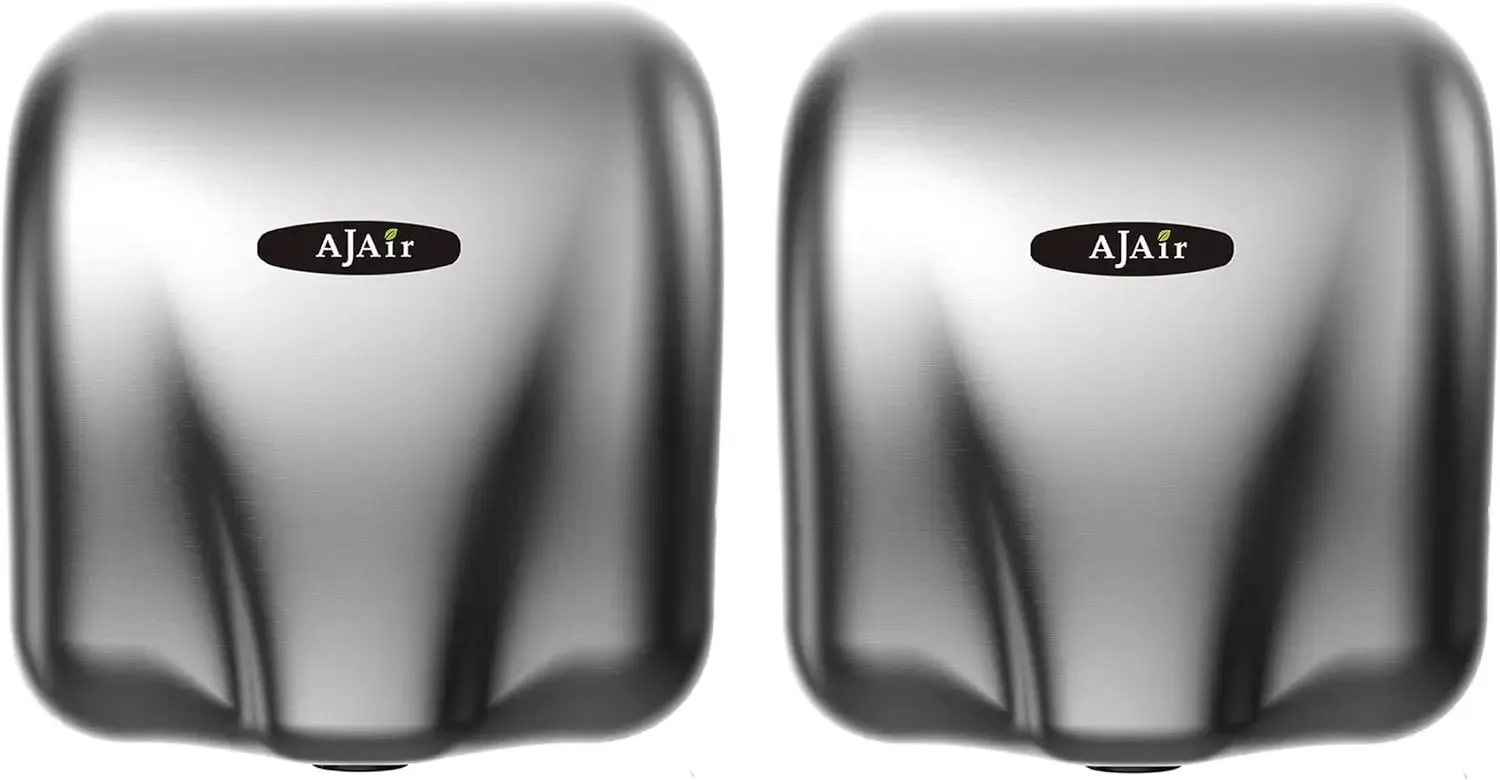 2 Pack Heavy Duty Commercial 1800 Watts High Speed Automatic Hot Hand Dryer - Stainless Steel