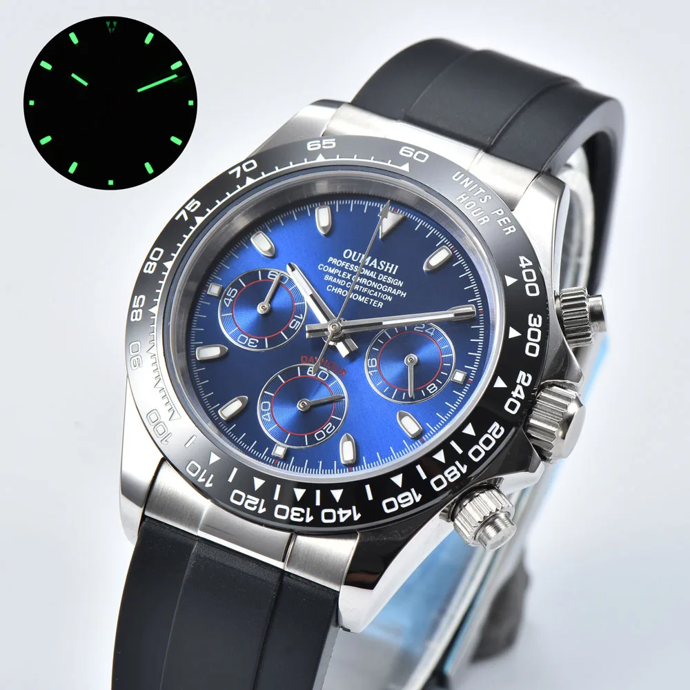 Relojes de pulsera de cuarzo VK63 de lujo de 39,3 mm para hombres con caja de cristal de zafiro de acero inoxidable Movimiento de cuarzo VK63 logotipo personalizado