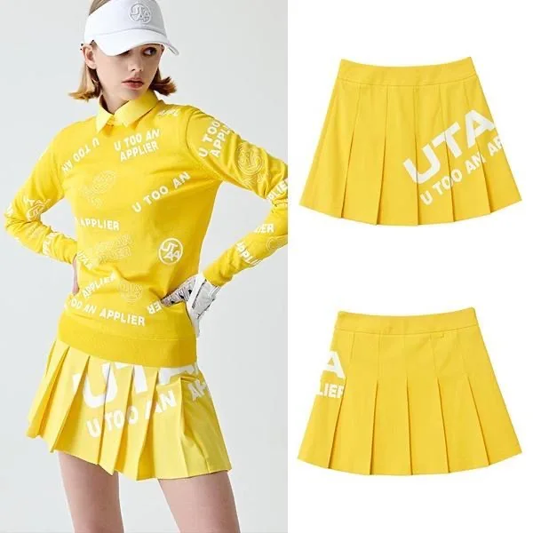 

UTAA Golf Women's Short Skirt Summer Golf Women's Style Word Label Ruffle Anti Fold Fabric Short Skirt