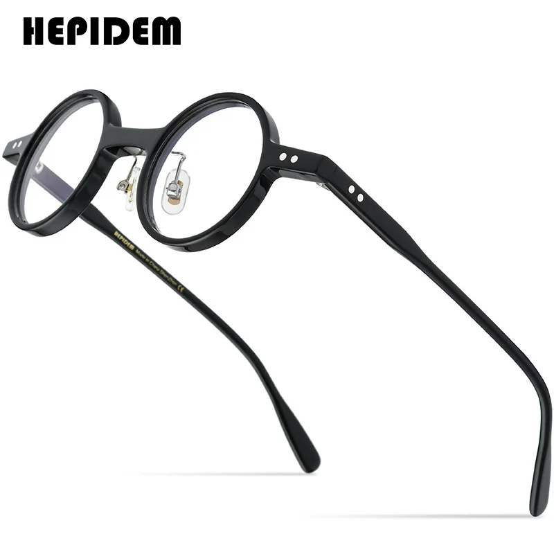 

HEPIDEM Acetate Glasses Frame Men 2022 Vintage Retro Small Round Eyeglasses Women Spectacles Eyewear 9177