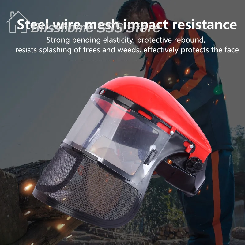 【S】Safety Head-Mounted PVC Protective Mask Anti Splashing Grass Anti Dust Mask For Cutting Hat Avoid Face Screen Protection