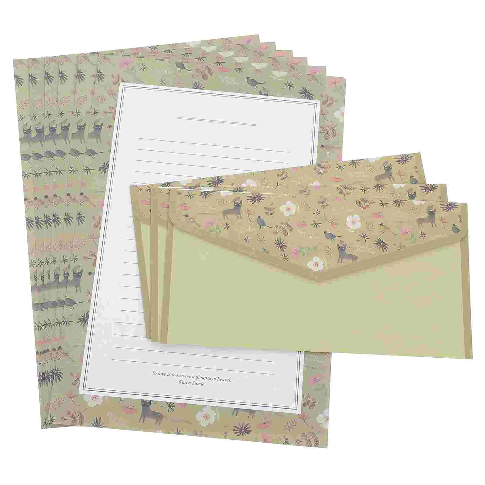 Blumenbriefpapier-Umschlag, Retro-Blumen-Briefpapier, Schreibblock und Umschläge, niedliche linierte Hochzeitseinladungsset-Pads