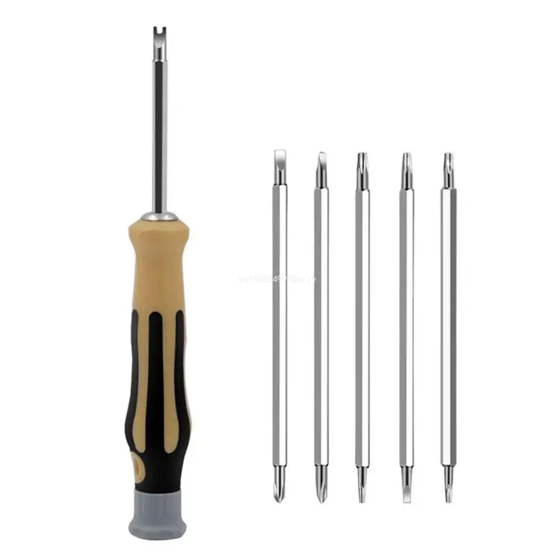 Compact Screwdriver Bit Set Double for Head Screwdriver Bits Vanadium Steel Hand Manual Repair Tool 7 Pc