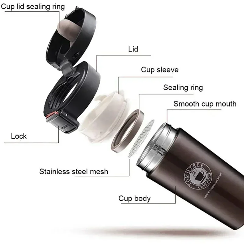 304 Stainless Steel Coffee Cup Tea Coffee Leak-proof Thermos Mug Vacuum Flask Thermos Water Bottle 500ml Thermal Mug Double Wall