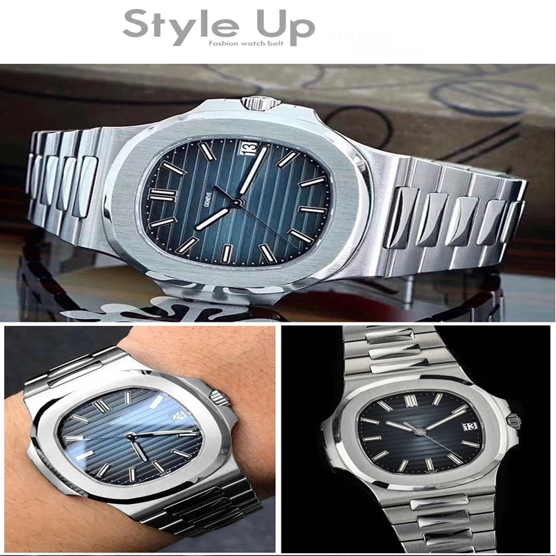 Imagem -02 - Pulseira de Relógio para Patek Philippe Nautilus 5711 5726 Aço Fino Pulseira de Relógio Masculino Convexo Sólido Aço Inoxidável Acessórios do Relógio 25 mm