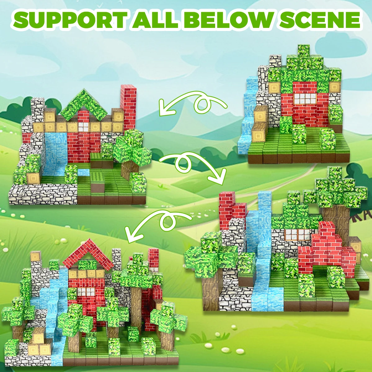 100 قطعة من مكعبات البناء المغناطيسية للأطفال، مكعبات حسية جذعية للعبة، ألعاب هدايا عيد ميلاد مغناطيسية، كهالوين، هدية عيد الميلاد