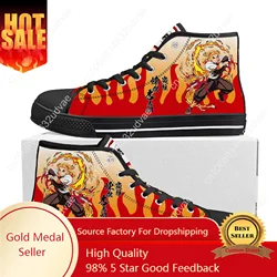 Kyojuro Rengoku Demon Slayer kimetsu no yaiba High Top Sneakers Mens Womens Teenager Canvas Sneaker Couple Shoes Custom Shoe