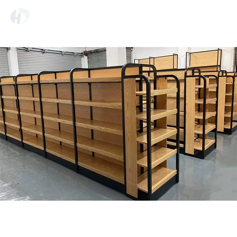 Rak Display Iklan Supermarket Pabrik Cina, Rak Toko Supermarket Kayu
