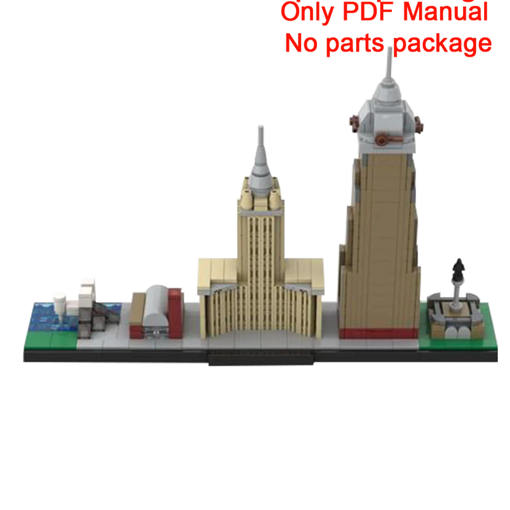 MOC Model Cleveland Skyline Building Blocks PDF manuale City Architecture Parts List (solo manuale PDF, senza parti)