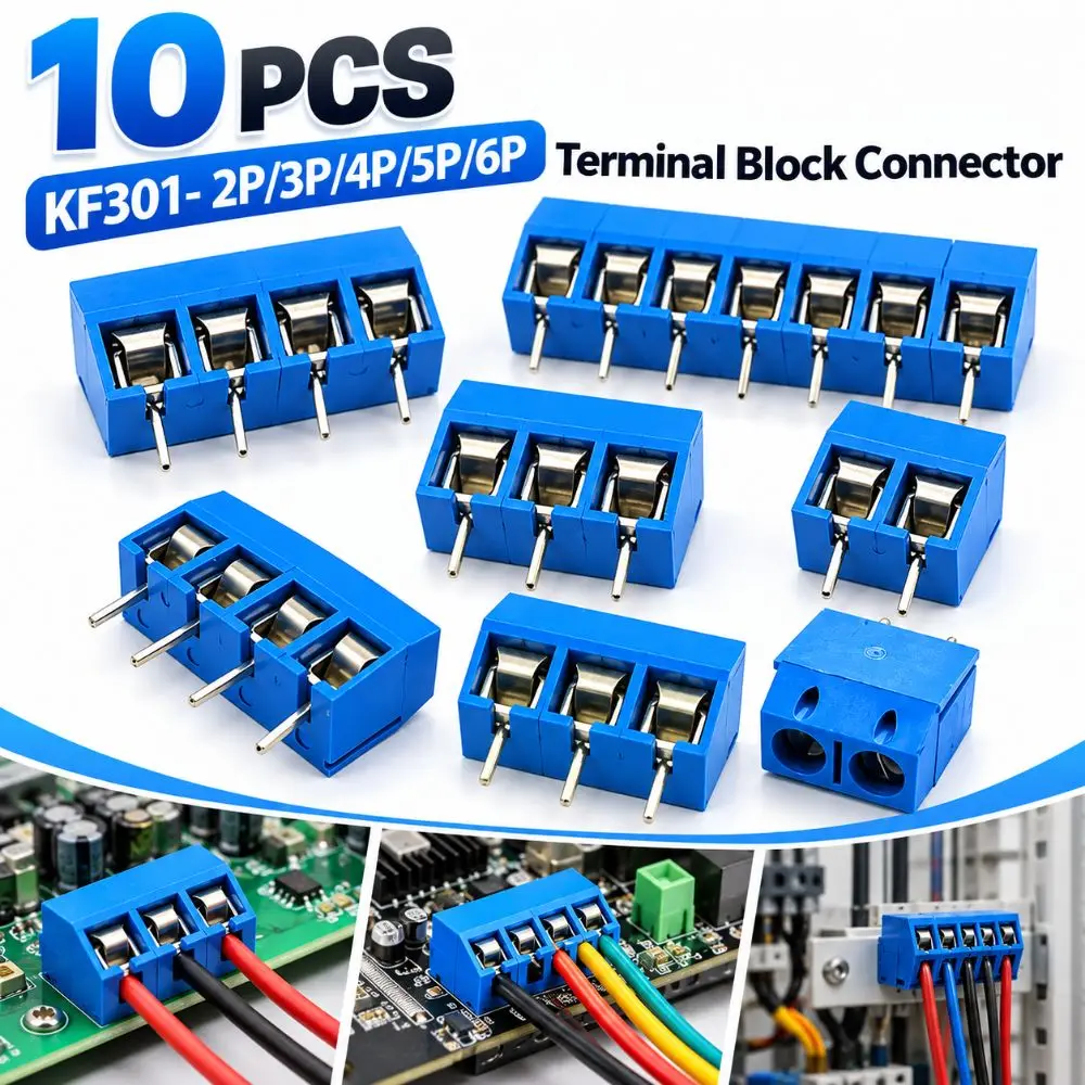 5.0mm Pitch Barrier Terminal Connector PBT Plastic Body Straight Pin Terminal Block Adapter Spliceable Screw Type
