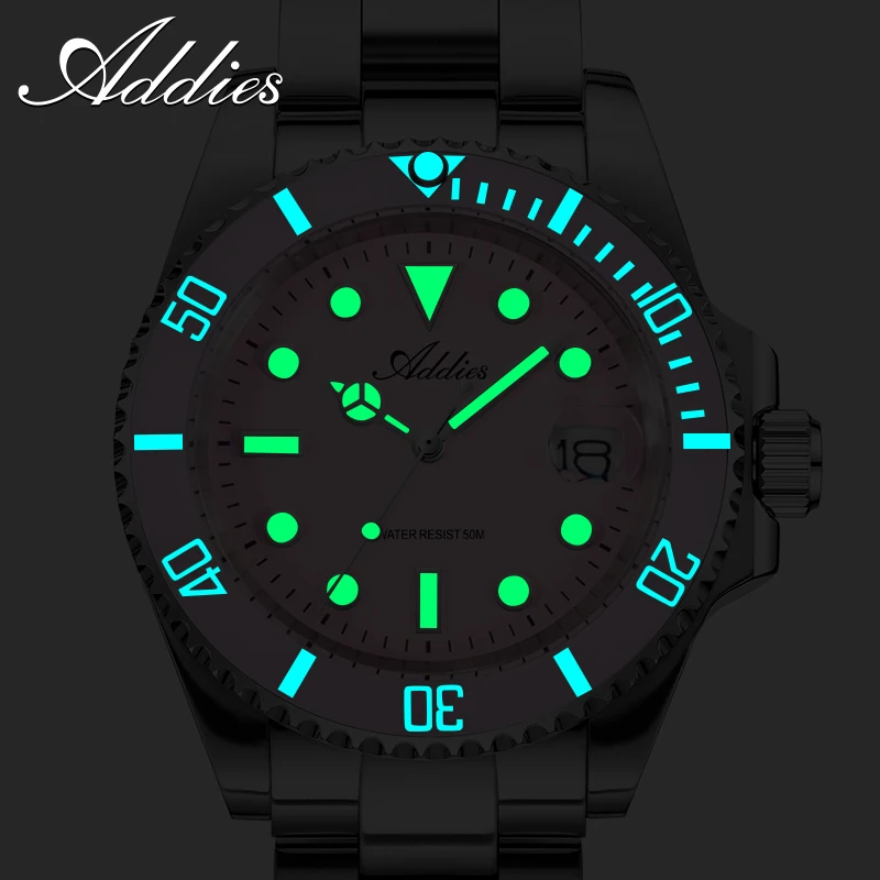ADDIES Jam Tangan Pasangan Mewah 36Mm BGW9 C3 Jam Tangan Kuarsa GM12 Super Bercahaya 316L Baja Tahan Karat 50M Jam Tangan Menyelam Tahan Air Baru