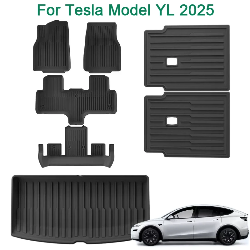 

for Tesla Model YL 2025 Car Floor Mats TPE Cargo Liner Waterproof Foot Pad Floor Liners 3D Trunk Mats Back Cushion