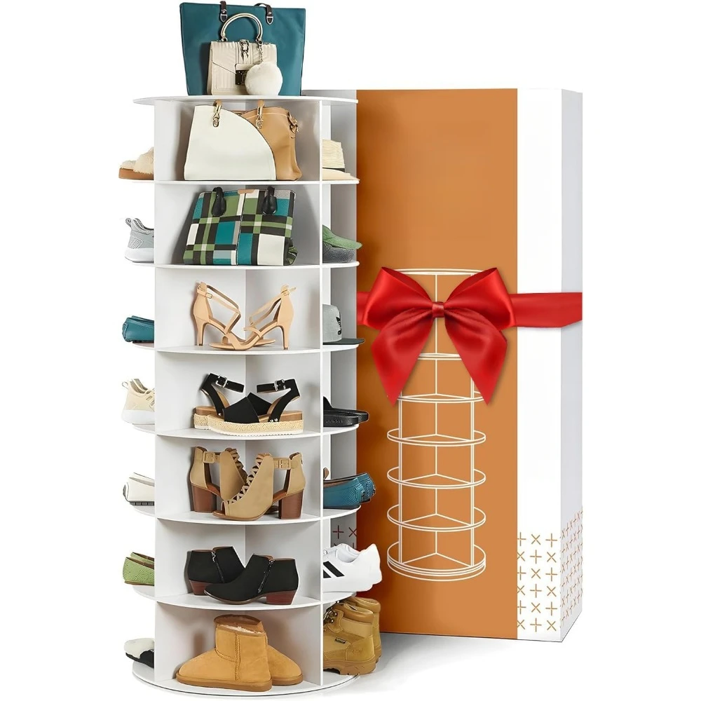 Rotating Shoe Rack Tower, 360 Spinning Racks Organizer, Fits 28 Shoes, 7 Tier Shoes Rack, Shoe Cabinets