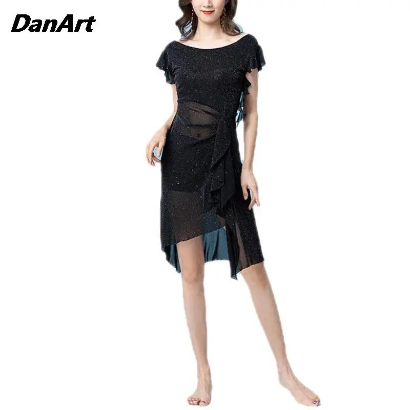 

Women Belly Dancing Wear Outfit Elegant Mesh Dress Lady Practice Training Suit Sexy Oriental Costume Dress Team Uniform