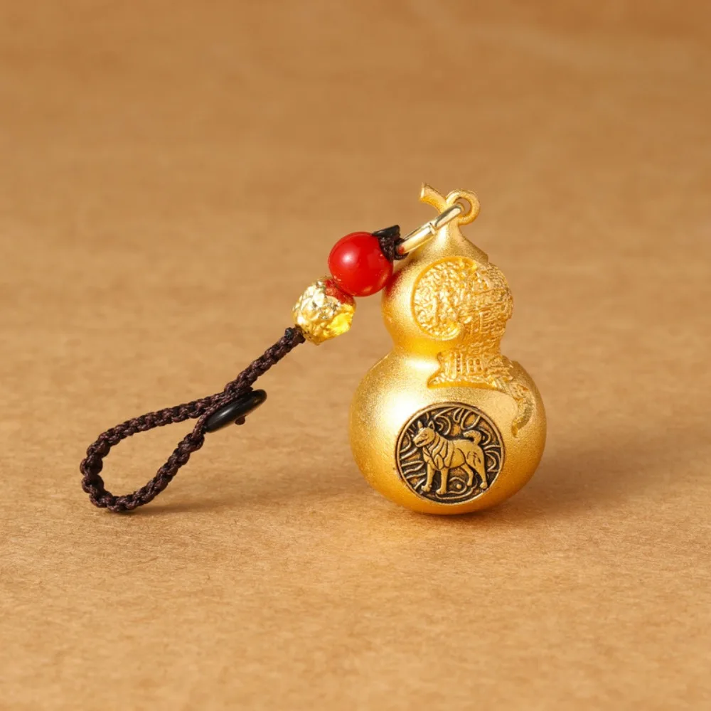 

Trendy Chinese Style Zodiac Keychain Feng Shui Hanging Gourd Rotating Keychain Crafts Special Pattern Car Keychain Gift
