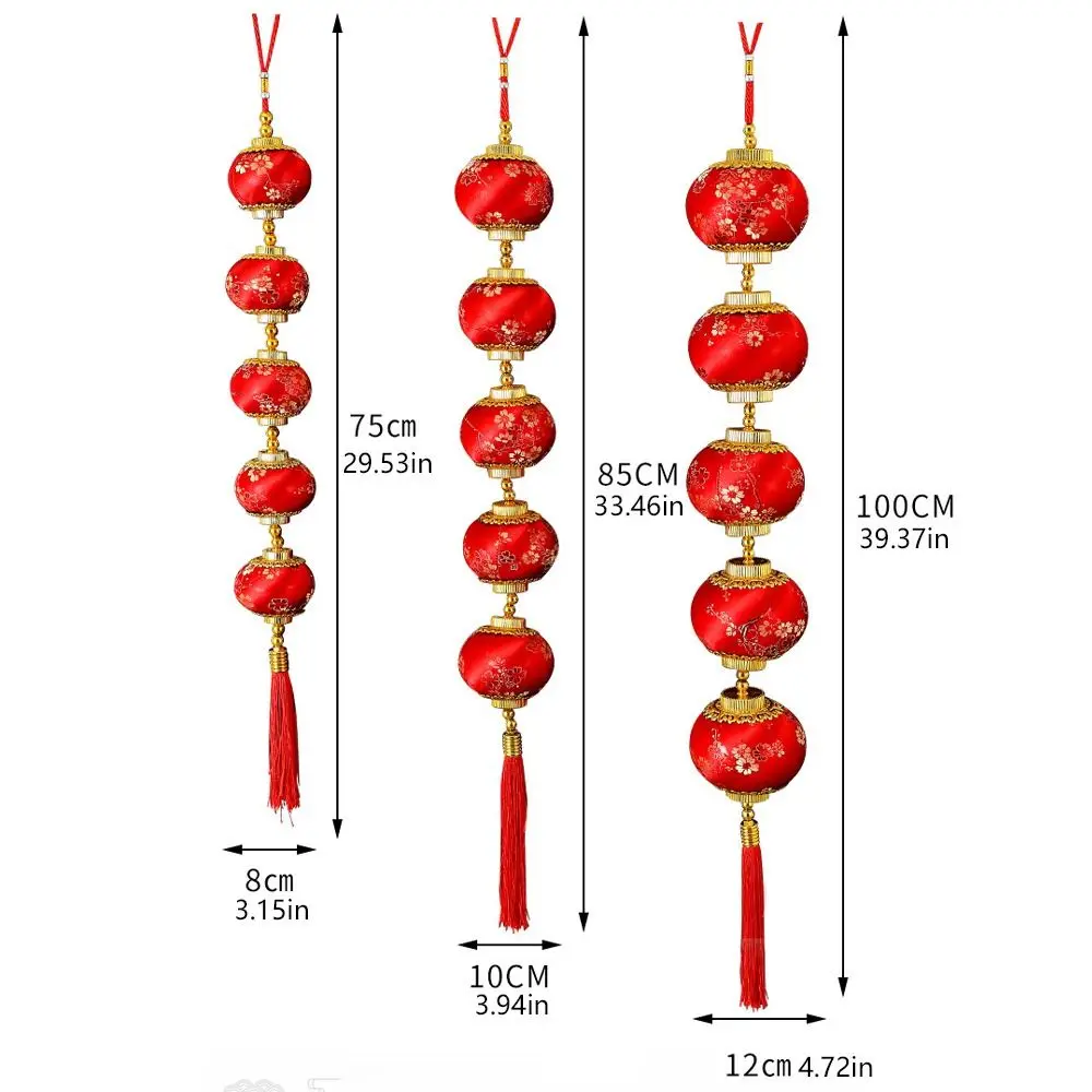 Reunindo ano novo lanterna vermelha corda estilo chinês tradicional flor de ameixa lanterna pingente bênção com borlas