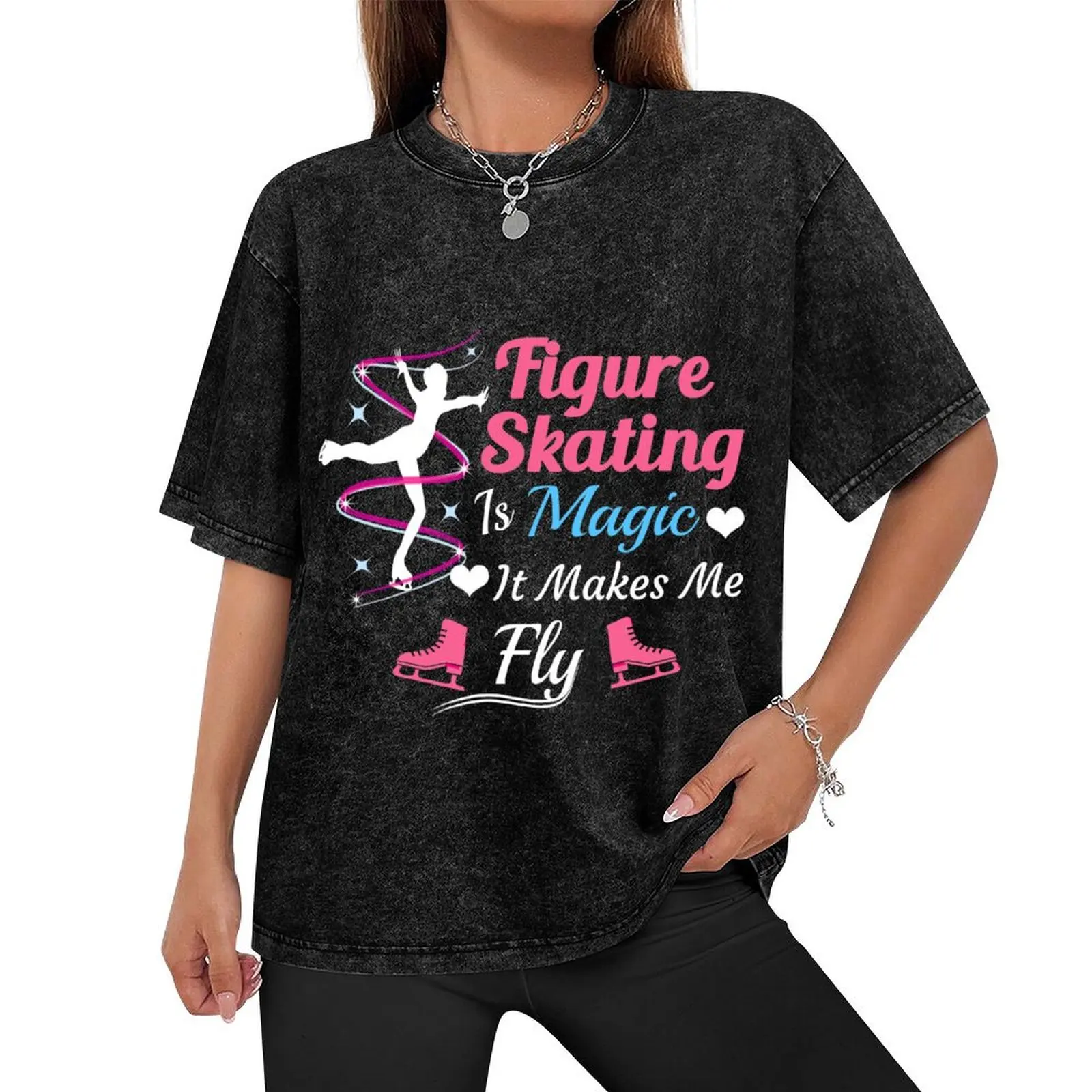 Figure Skating is Magic It Makes Me Fly T-Shirt cute tops sweat plus size clothes t shirts for men graphic