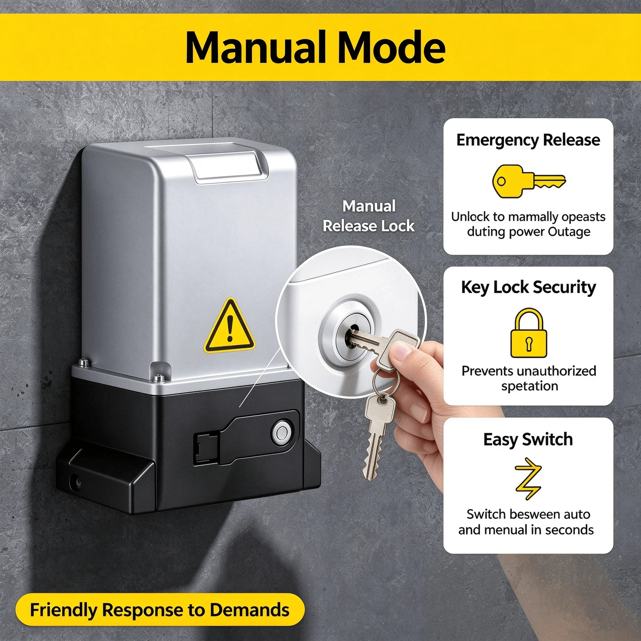 1200W Pure Copper Motor 2000KG Sliding Gate Opener Automatic, Tuya WiFi Bluetooth APP Control, Standard M4 Gear
