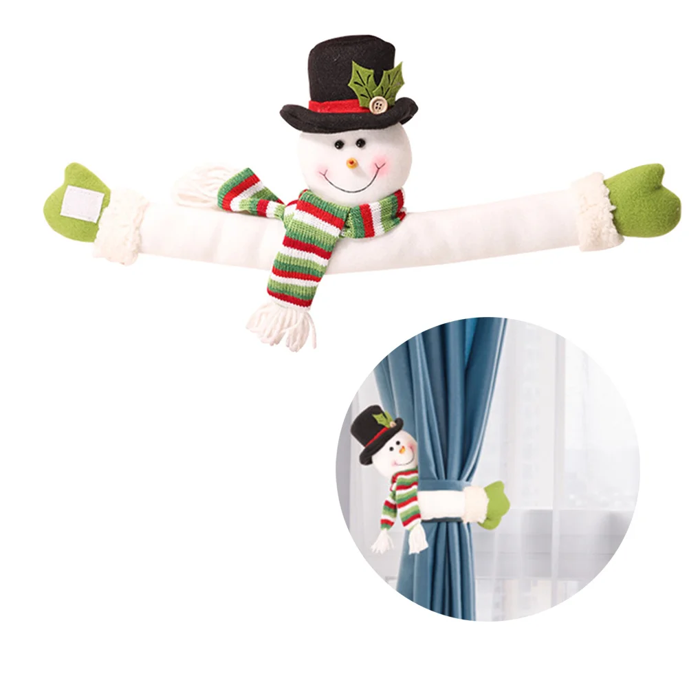 

Snowman Curtain Buckle Premium Cloth Christmas Decoration For Bedroom Restaurant Shop Elk Shape Festive Atmosphere