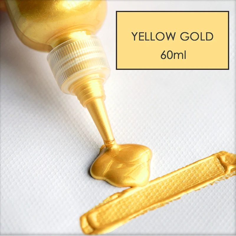 Metal Acrylic Paint Resin Pigment 60ml Gold Silver Copper Gypsum Doll Hook Line Paste Jewelry Making Handmade DIY Coloring