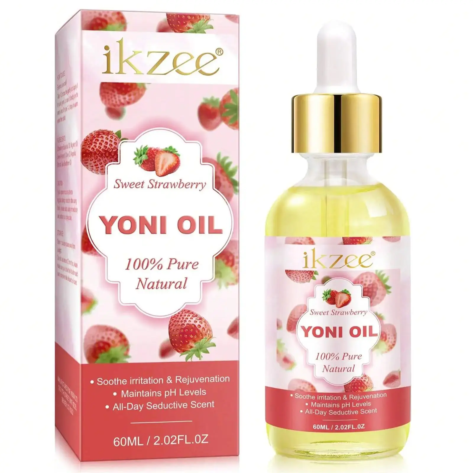 

Organic Women's Oil Vaginal Moisturizing Cream - Women's pH Balance - Women's Deodorizer - Strawberry/Rose/Peach Essential Oil