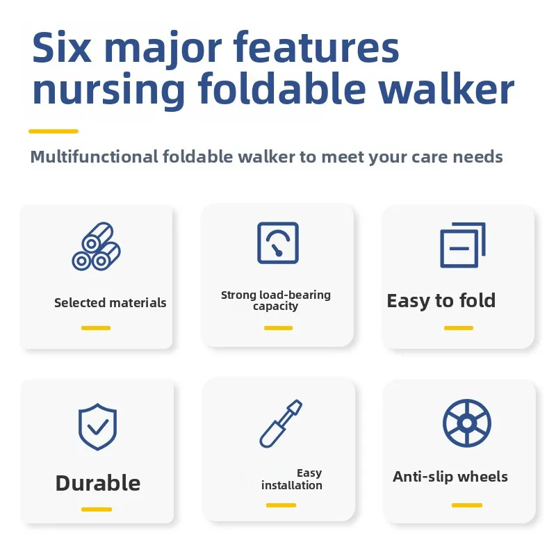 Aluminum Alloy Folding Walker for Seniors, Lightweight Non-Slip, Simple Household Use, Four-legged Walking Aid for The Elderly