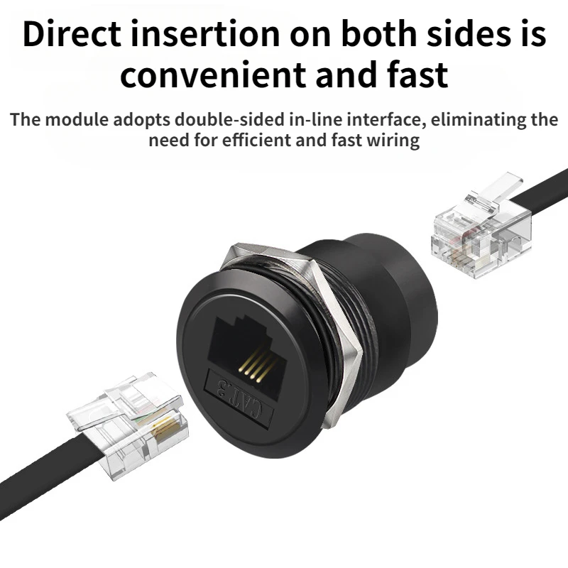 Metal circular C-shaped telephone CAT3 connector for dual-line 86 panel supply wall jack with RJ11TEL telephone module