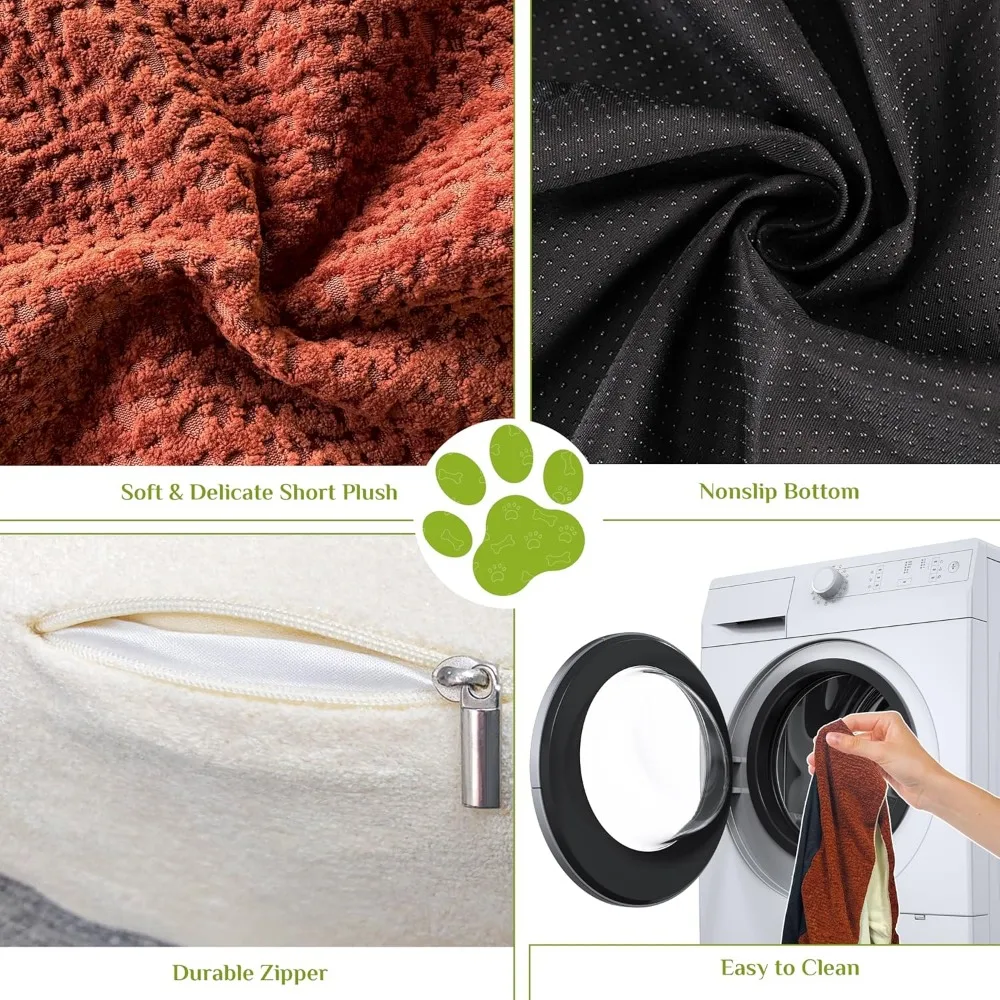 سرير دعم فاخر لتقويم العظام للكلاب مقاس XL، توسيد إسفنجي عالي الكثافة مع وسائد إضافية، جزء سفلي مضاد للانزلاق كبير جدًا