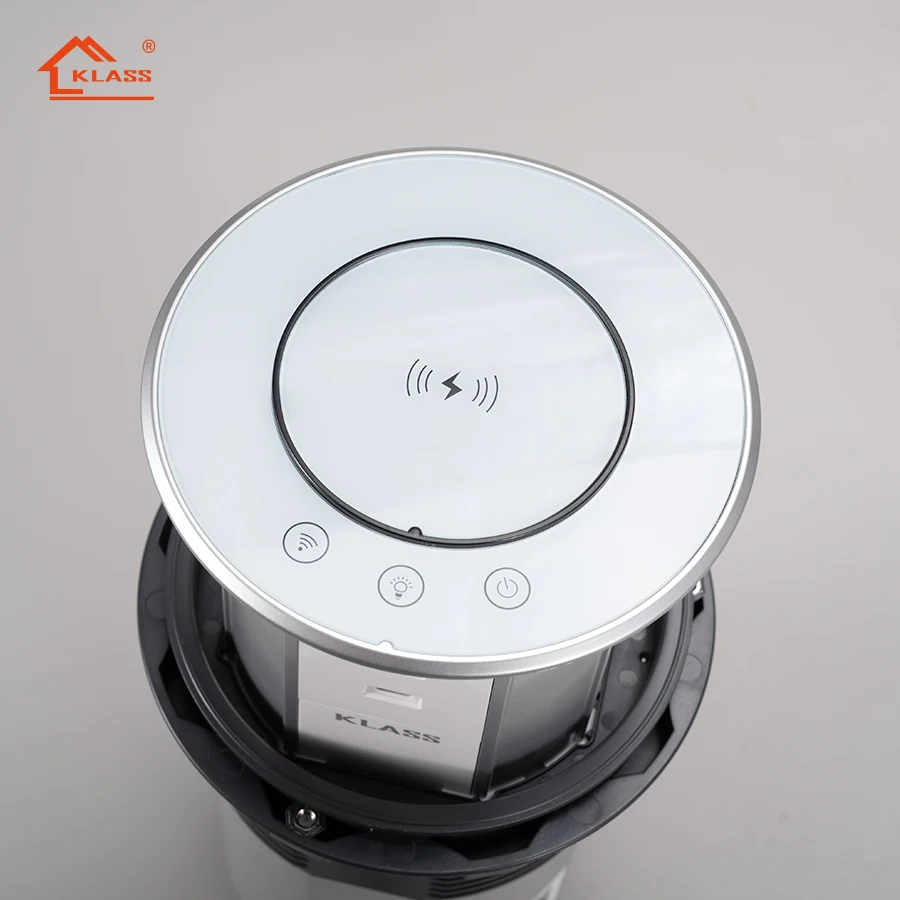 New Arrival Smart Tuya WiFi Pop Hidden Motorized Electric Lifting Tabletop Socket USB Type-C Wireless Charging Safety Protection