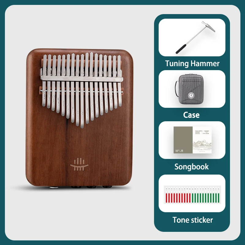 Hluru 17 Key Electric Kalimba Thumb Piano Built-in Pickup Professional Electric Kalimba Finger Piano