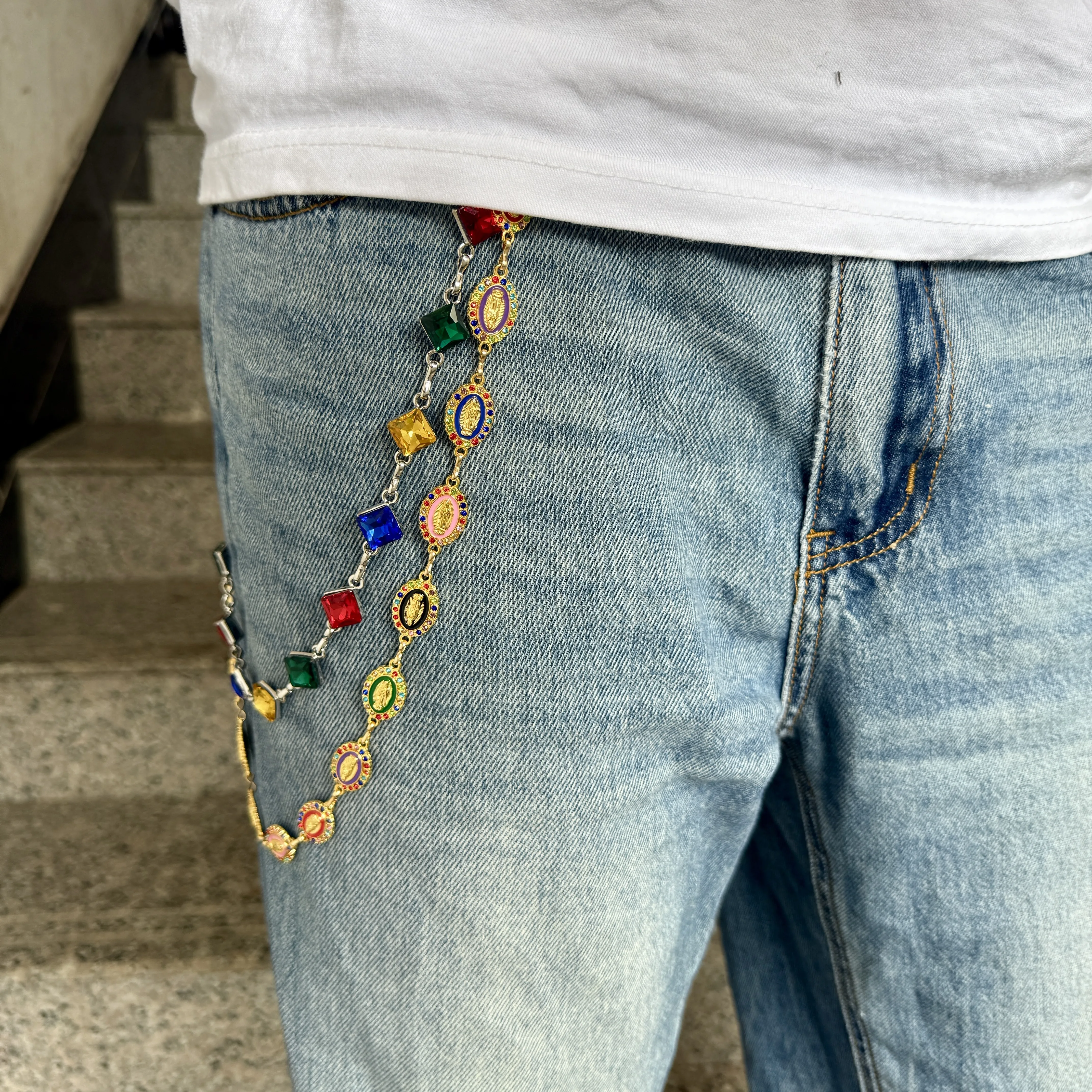 

New original punk style pants chain with oil dripping alloy color embellishment, fashionable couple waist decoration