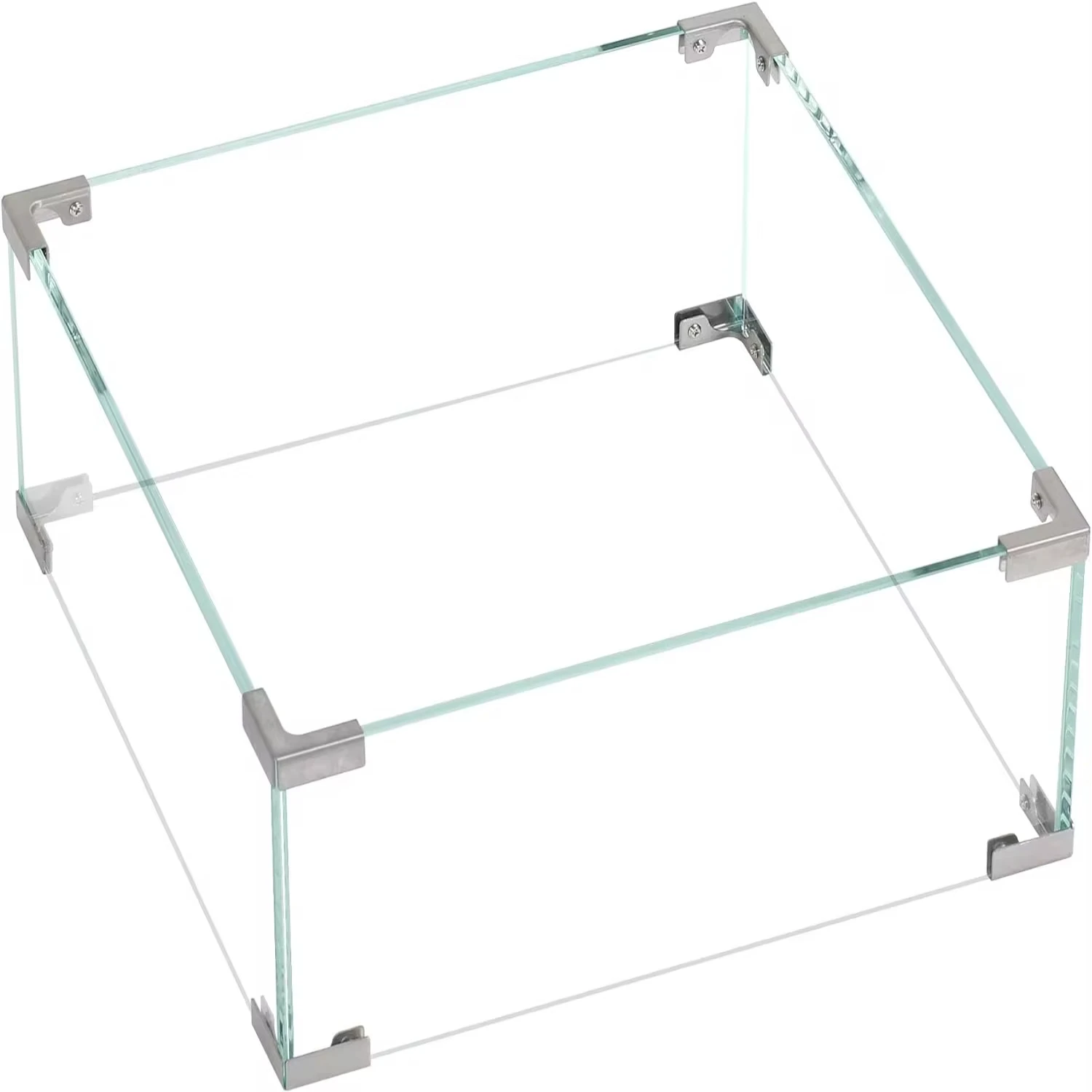 

Square Fire Pit Glass Wind Guard, Clear Tempered Wind Guard Fire Pit Table, 18”x 18”x 6” Square Fire Table Accessory Shiled