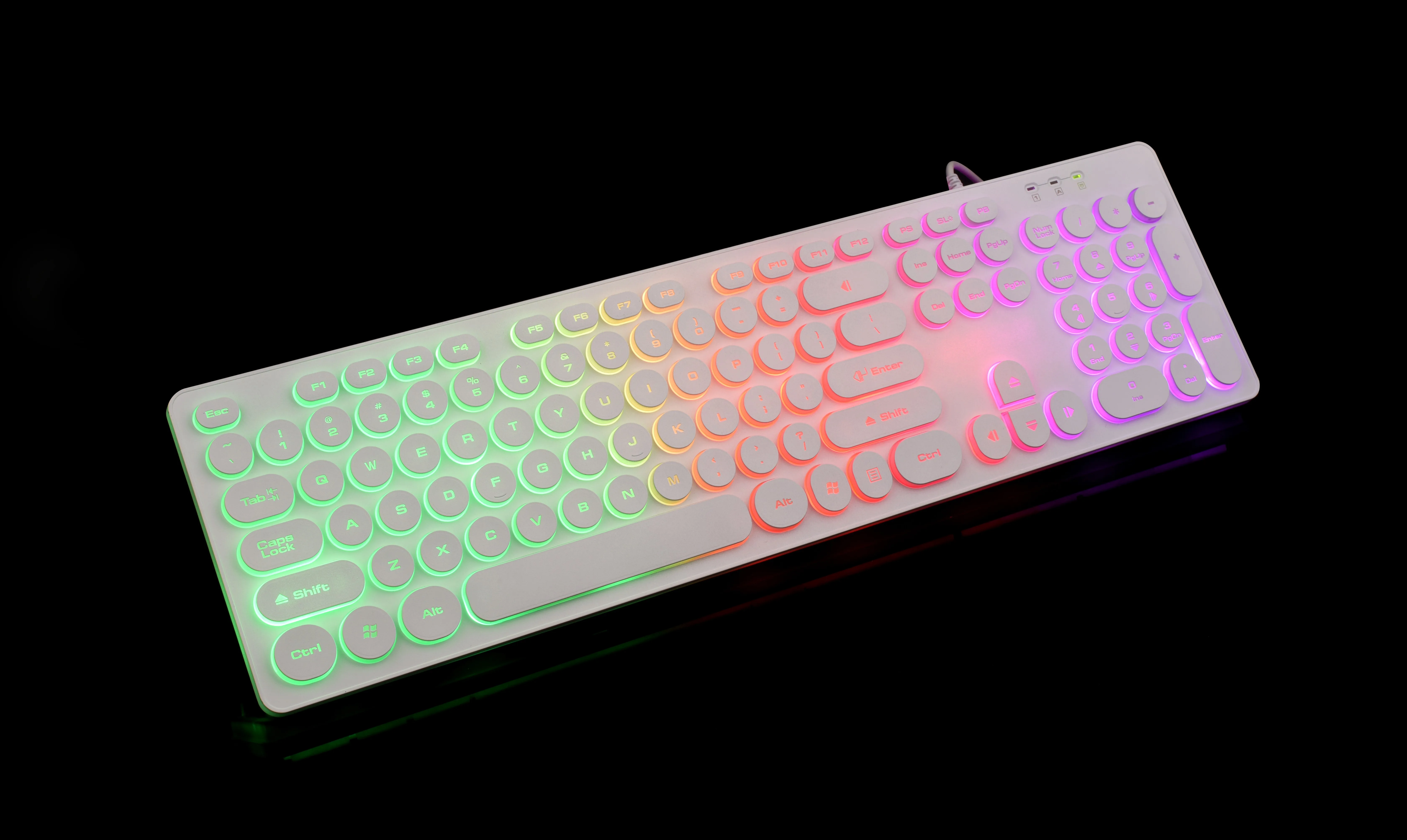 Typewriter Style Gaming Keyboard with RGB Back-lit 104-Key Multi-color Switch Retro Round Keycap