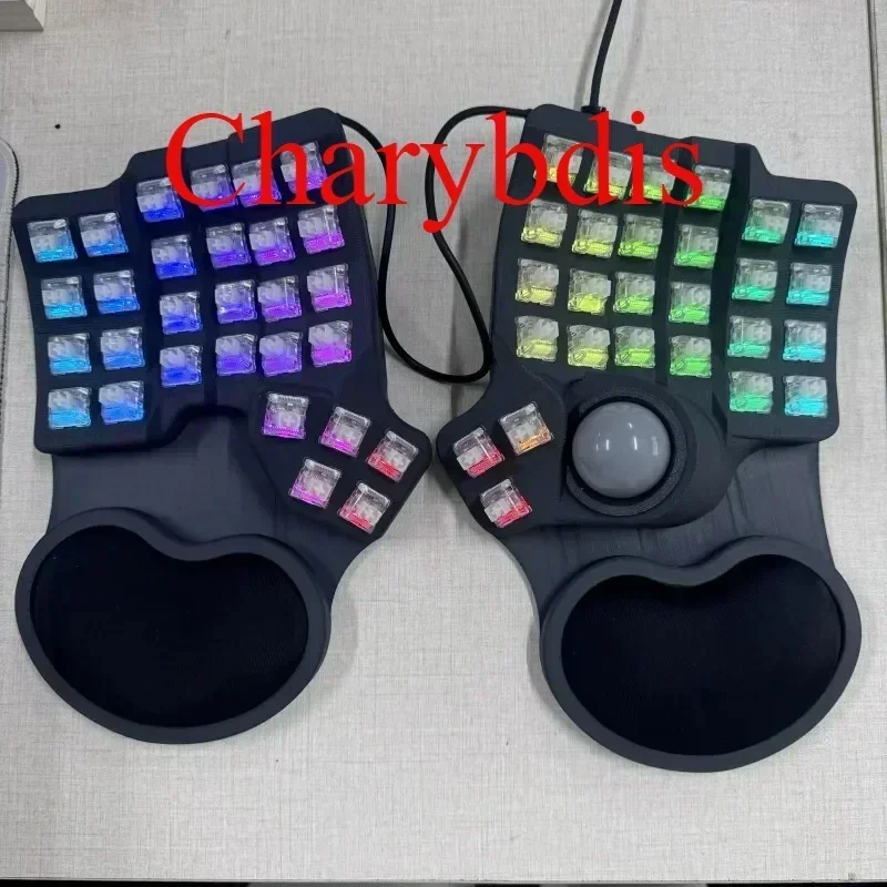 Charybdis Mini Split Keyboard Kit Custom RGB Legbog Axis /34MM Track Ball Wired Single-mode for PWM3360 VIA Mechanical Keyboard