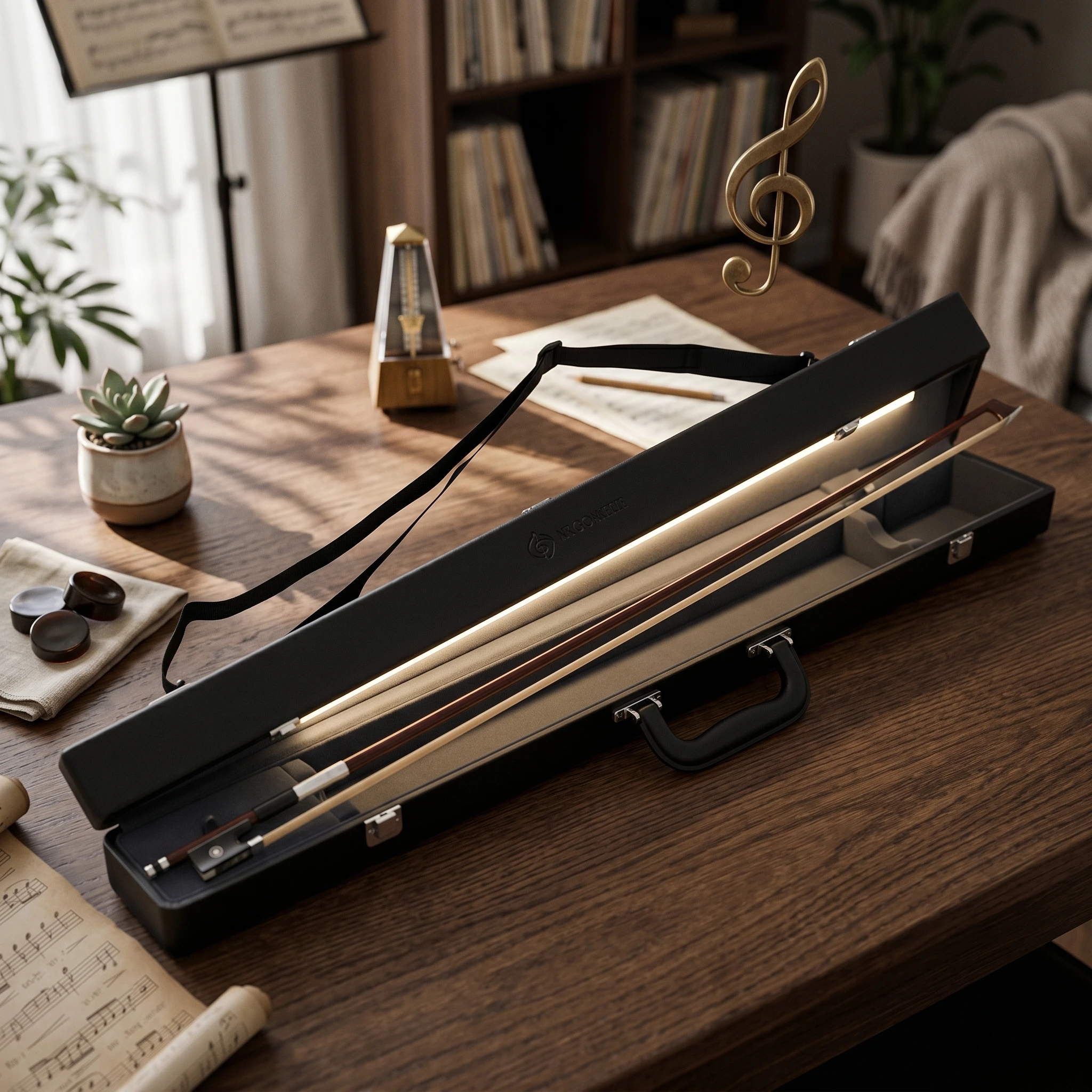 

Violin Bow Case Metal Latches Hard-Shell Bow Case Music Storage Cotton-Lined Crossbody